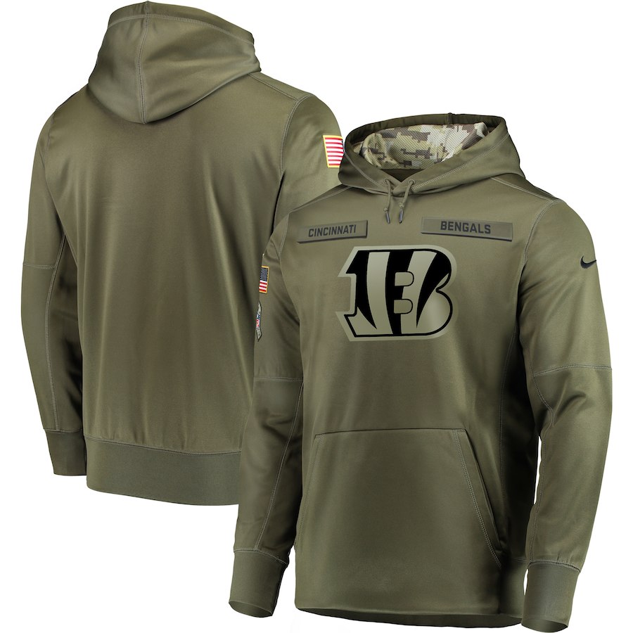 Men Cincinnati Bengals Nike Olive Salute To Service KO Performance Hoodie Green->seattle seahawks->NFL Jersey